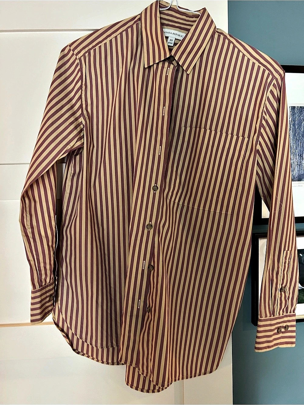 Banana Republic Striped Button Down Yellow & Pink XS Like New